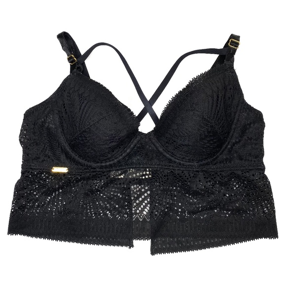 Lace Longline Underwire Black Bra - Picture 1 of 3
